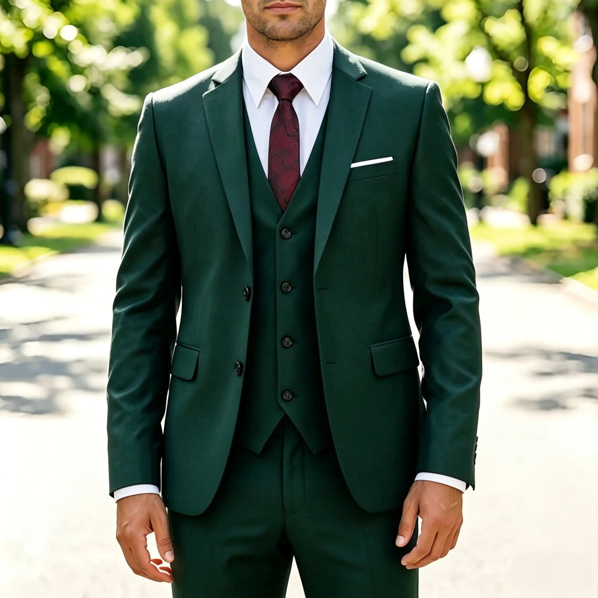Costume Homme Slim 3 Pièces Blazer Gilet et Pantalon Ensemble de Smoking Élegant de Haute Qualité Robe de Mariage Affaires