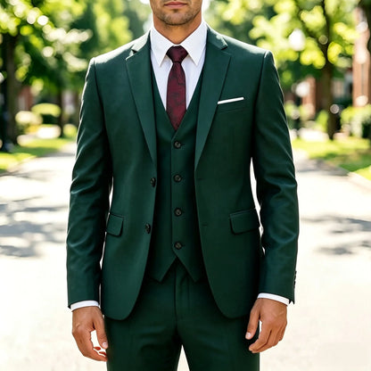 Costume Homme Slim 3 Pièces Blazer Gilet et Pantalon Ensemble de Smoking Élegant de Haute Qualité Robe de Mariage Affaires