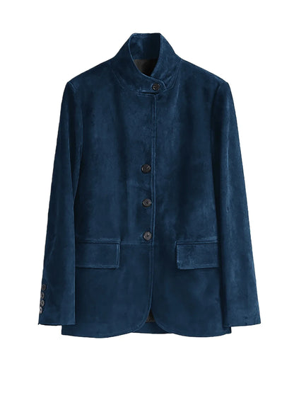 Men's Casual Blazer Maillard style Jacket Long Sleeve Solid Color Single Breasted Button Fashion Sport Coats Autumn Winter