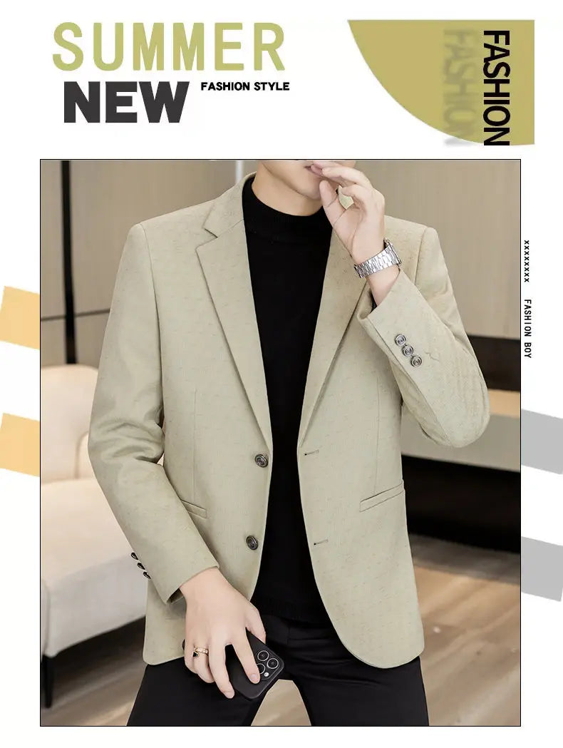 High-Quality Fashionable Autumn Winter New Design Casual Men's Suit Jacket Trendy Versatile Outerwear for Business And Casual We