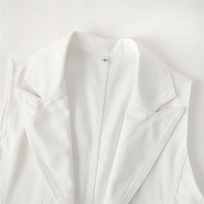New White Denim Vest Women Waistcoat Slim Short Cowboy Sleeveless Jacket Casual Jeans Vests Female Outerwear Chaleco Mujer