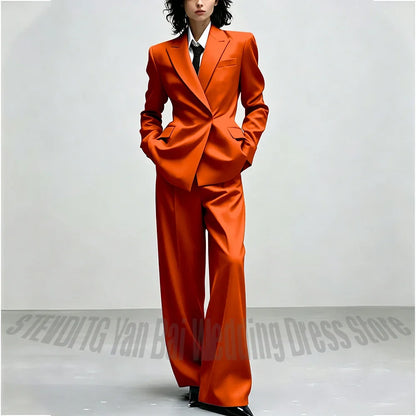 Casual Women Suit Trendy Solid Black Long Sleeve Lapel Straight Fashion Jacket Pants All-Match Shopping Street Style Daily Wear