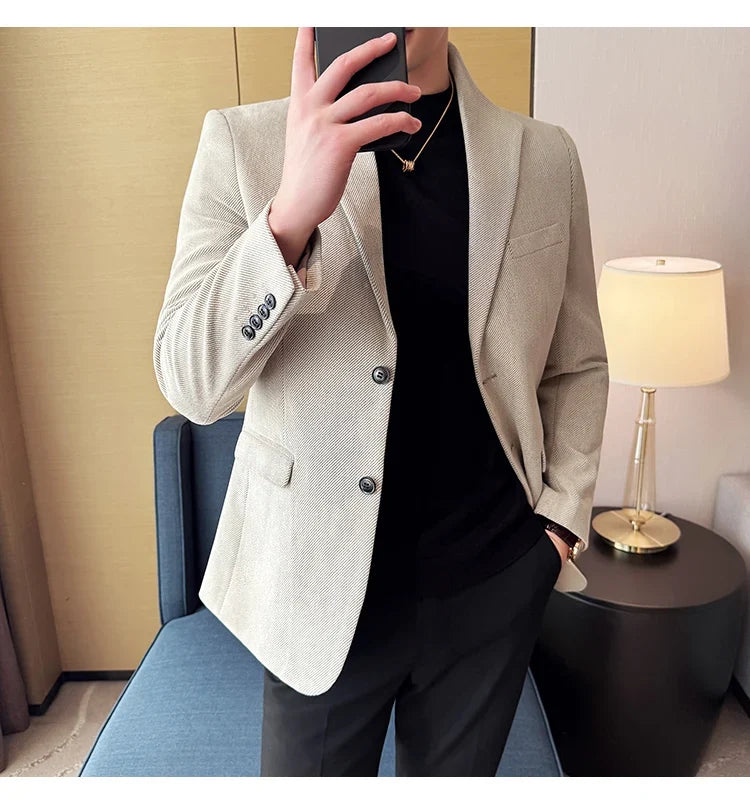 New Chinese Style Stand Collar Fashion Casual Suit Jacket Autumn Winter New Slim Fit Business Formal Social Prom Party Tuxedos