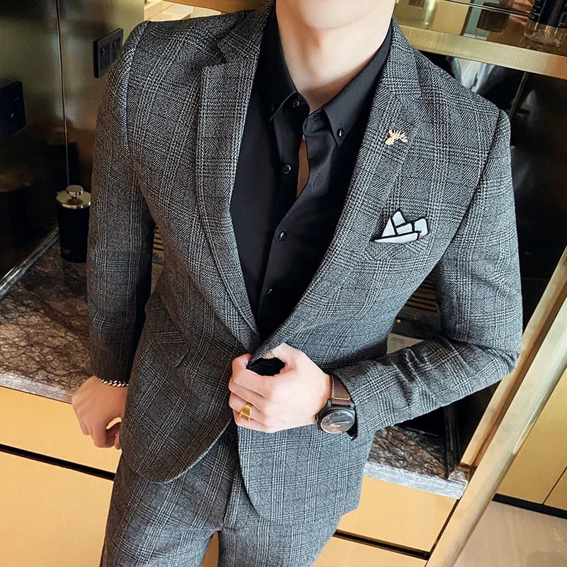 Men's Hemp Linen Suit (Blazer + Pants) – Smart Casual British Style for Business, Wedding & Everyday Wear