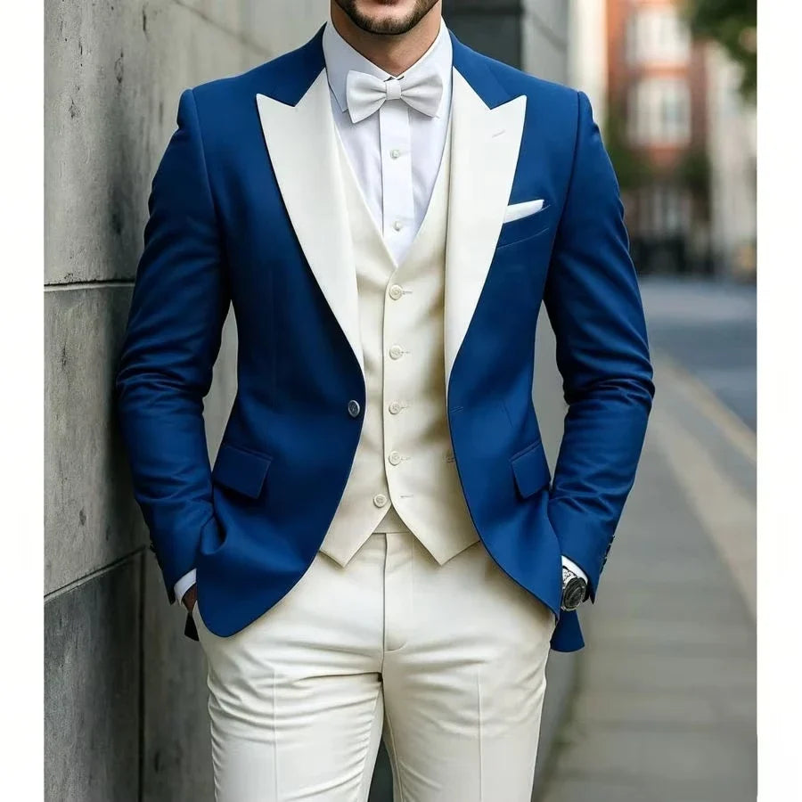 Men's Slim Fit 3 Piece Suit for Wedding Groom Guest Formal Business Party