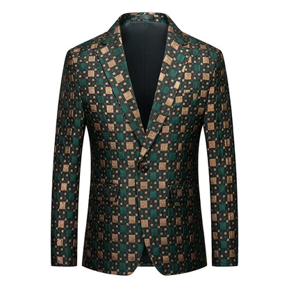 Men's Jacquard Blazer Slim Fit Single Breasted Smart Casual & Formal Wedding Jacket