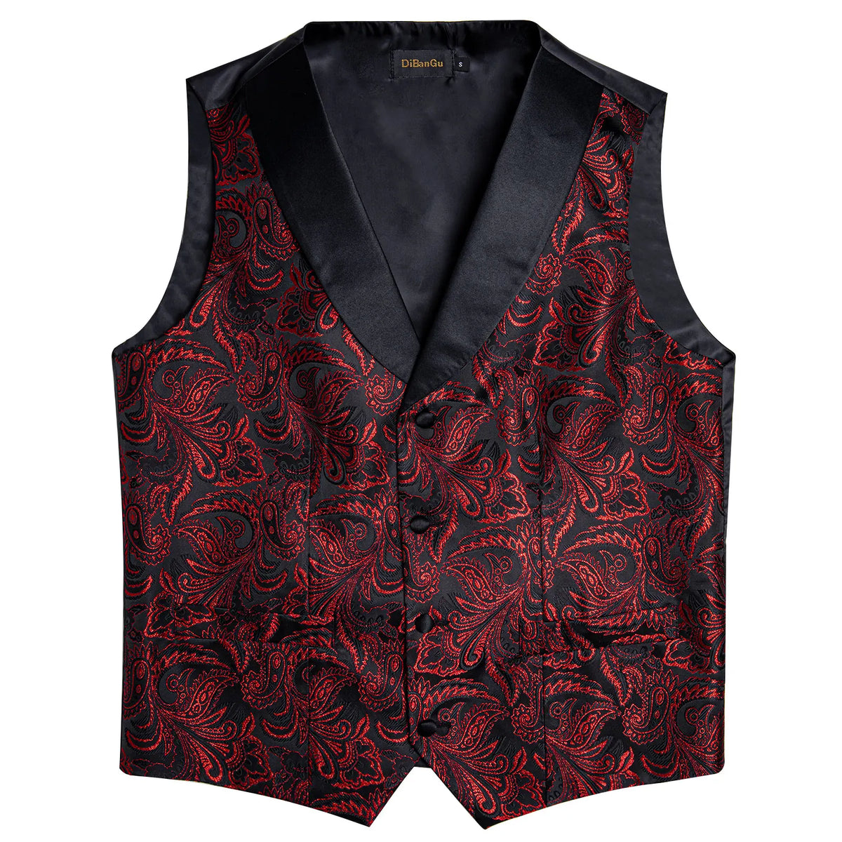 Men's Formal Vest Set with Paisley Pattern, Tie, Pocket Square & Cufflinks for Party & Events