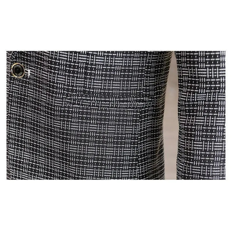 KIDWHXR Suit Coat Man British Style Striped Single-breasted Men Blazer Slim Long Sleeve Comfortable Male Casual Outerwear
