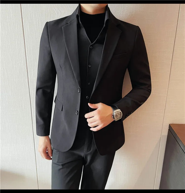 Removable Shirt Fake Two Suit Coats Men Spring Autumn Korean Slim Fit Business Casual Suit Coat Formal Social Party Prom Tuxedos