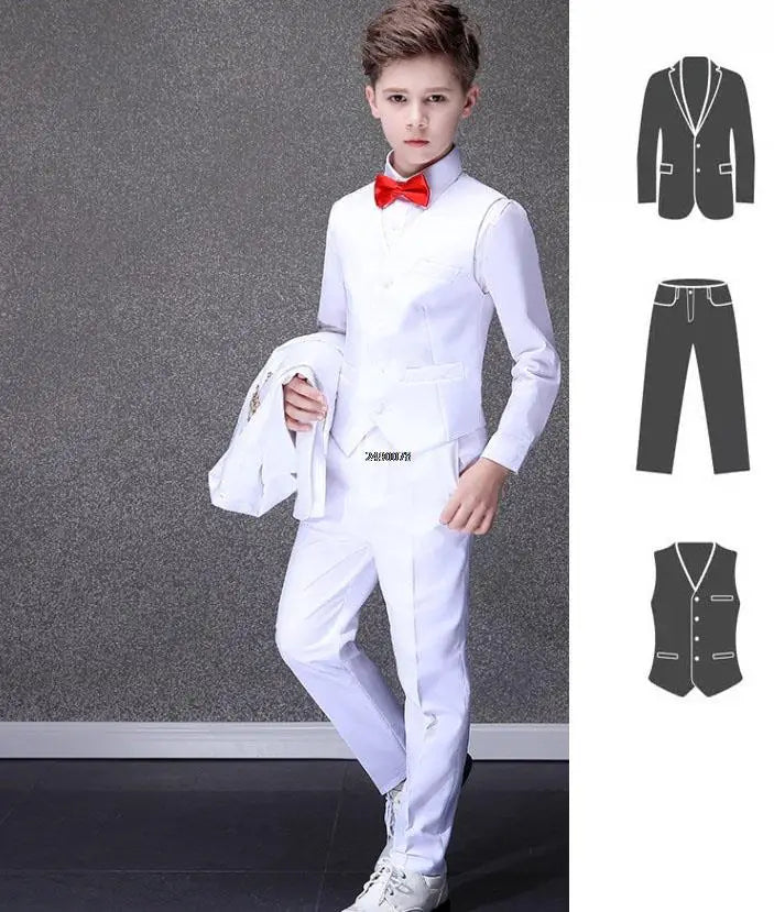 Boys Formal Suit Set White Single Breasted Kids Wedding Tuxedo