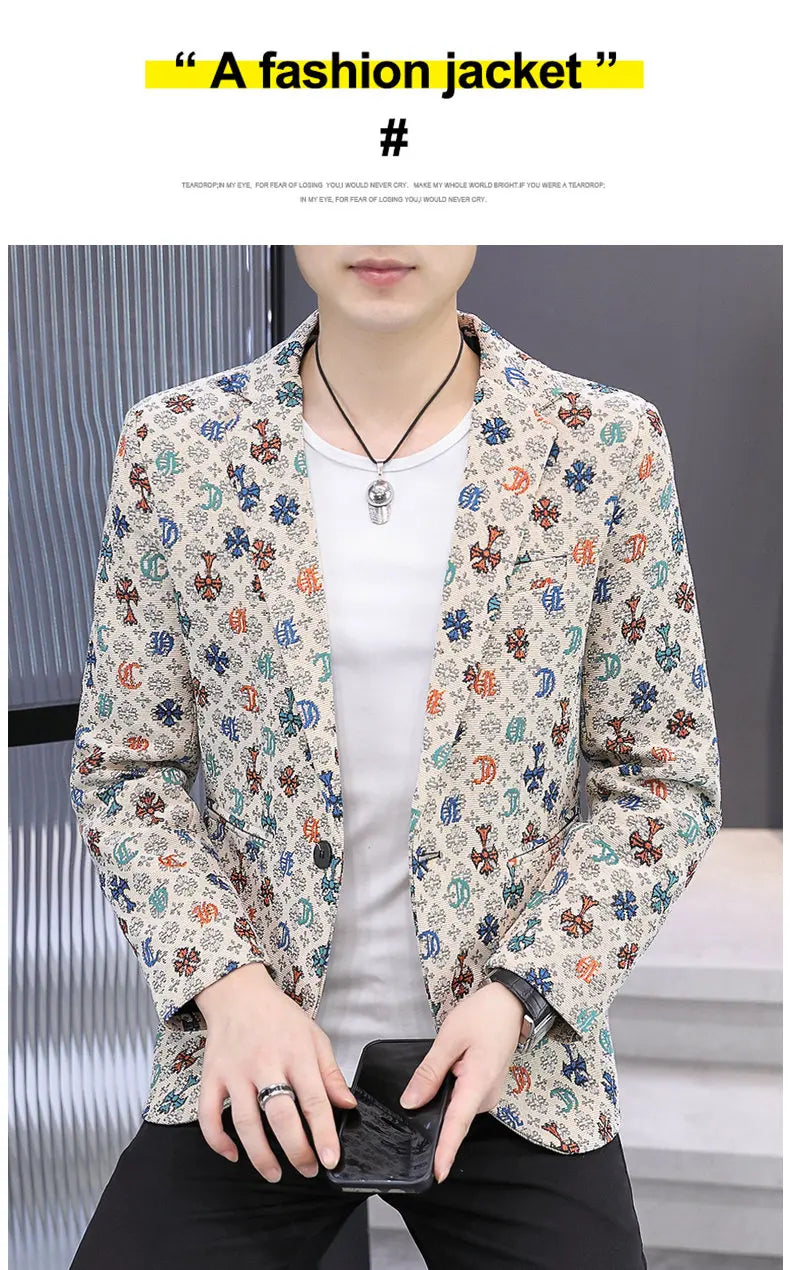 Blazer Men's Fashion Outdoor Travel Gentleman Wedding Slimming Business Versatile Trendy Casual Korean-style Formal Wear Blazer