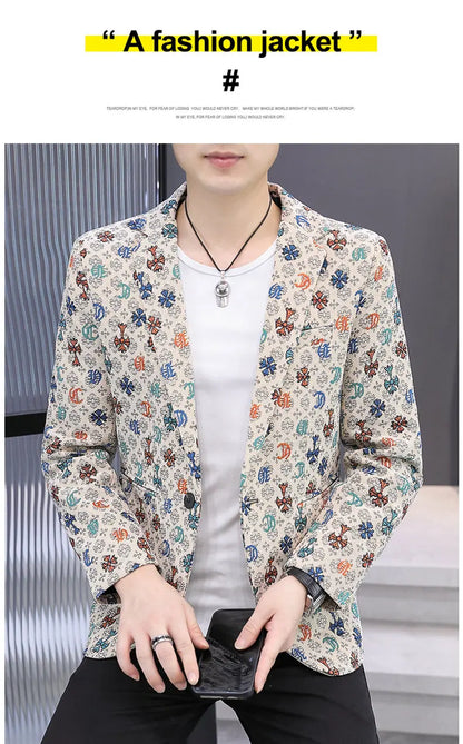 Blazer Men's Fashion Outdoor Travel Gentleman Wedding Slimming Business Versatile Trendy Casual Korean-style Formal Wear Blazer