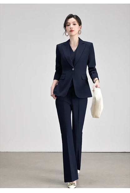 Office Lady Work Blazer Trousers Suits for Women Autumn New Business Chic Blazer and Pants Sets 2 Pieces Womens Outfit Pink