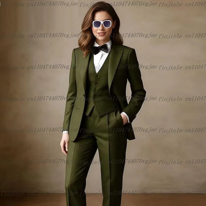 New Grey Formal Business Women Suit Wedding Party Prom Ladies Mother Girl Wife Tuxedos Costume 3 Piece Set Blazer Vest Pants