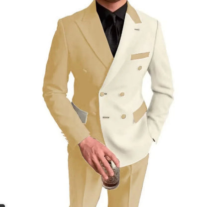 Costumes élégants de mariage/affaires, 2 pièces, coupe ajustée, blazer croisé, costumes de garçons d'honneur, tenues formelles pour hommes (veste + pantalon)