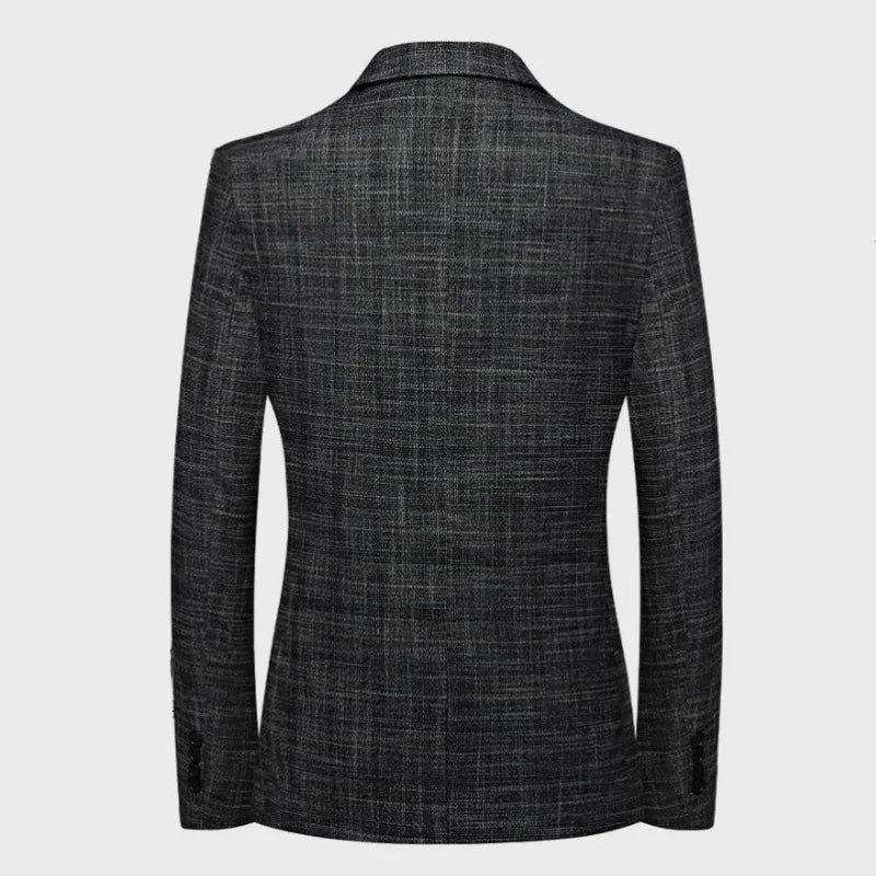 KIDWHXR Men Suit Coat Slim Plaid Turn Down Collar Male Blazer British Style Single-breasted Business Casual Man Outerwear