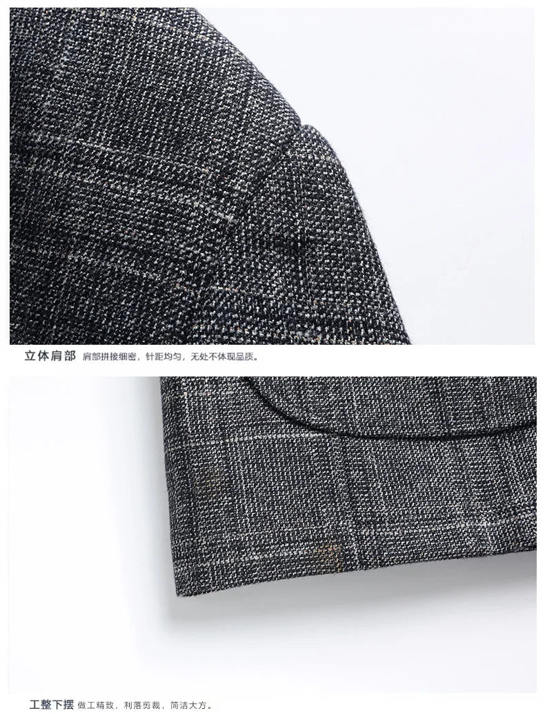 Blazer's New Outdoor Men's Fashion, Sporty and Slimming British Style Business Gentleman's Versatile Wedding Checkered Blazer