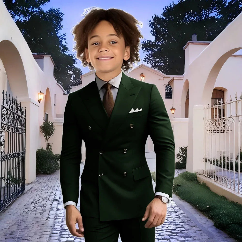 Fashion Light Grey Boy Suit Wedding Tuxedo Double Breasted Formal Child Jacket 2 Piece Blazer Pants costume enfant garçon