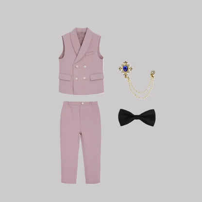 Kids Vest Pants Party Photograph Set Children Formal Wedding Suit Teenager Boys Birthday Tuxedo Party Dress Child Dance Costume