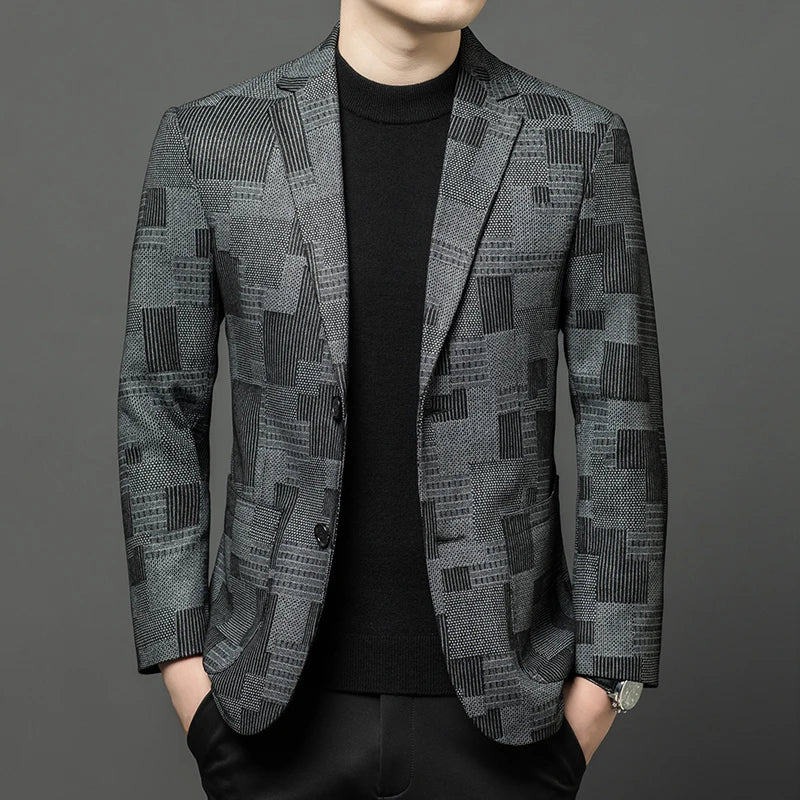 Men's Sheepskin Leather Blazer – Slim Fit Winter Jacket