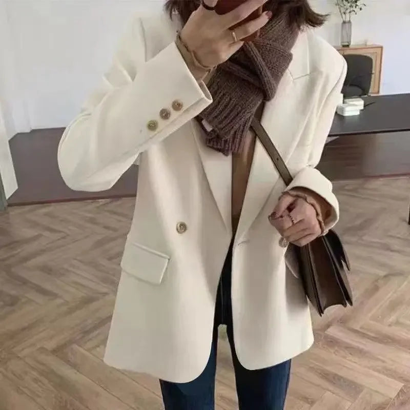 Clothes Jacket Brown Over Coats for Women Black Blazer Woman Dress Outerwears Loose Long Solid on Promotion Sale 2025 Autumn New