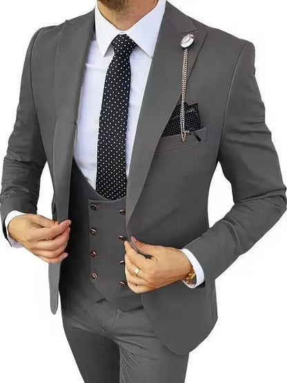 Slim Fit Peaked Lapel Mens Suits Green Business Wedding Tuxedo Fashion Groom Outfit Blazer with Vest And Pants for Prom Party