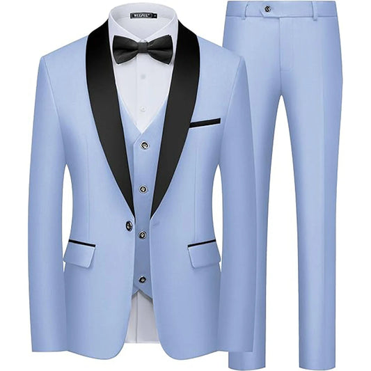 Men's Shawl Collar 3-Piece Suit – Slim Fit Tuxedo for Wedding & Formal Occasions