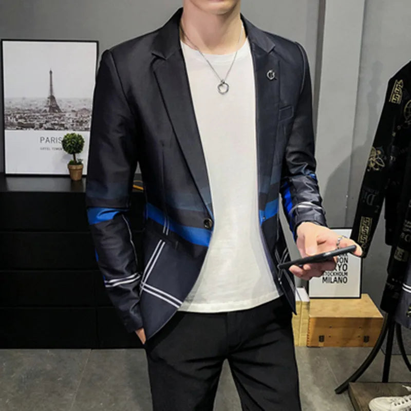Men's Blazer Suit Jacket 2025 Spring New Fashion Korean Slim Suit Jacket Social Prom Dress Jacket Men's High Quality Clothing
