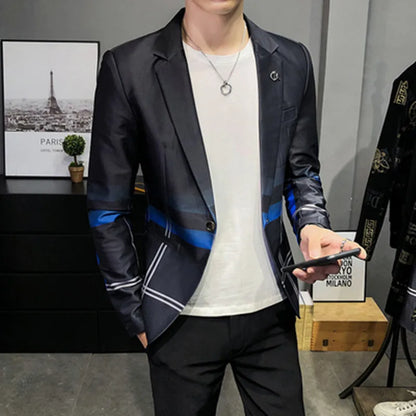 Men's Blazer Suit Jacket 2025 Spring New Fashion Korean Slim Suit Jacket Social Prom Dress Jacket Men's High Quality Clothing