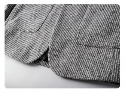 Autumn Winter Suit Jacket Men's Korean Slim Fit Striped Casual Blazers Wedding Business Streetwear Social Dress Jackets 2026