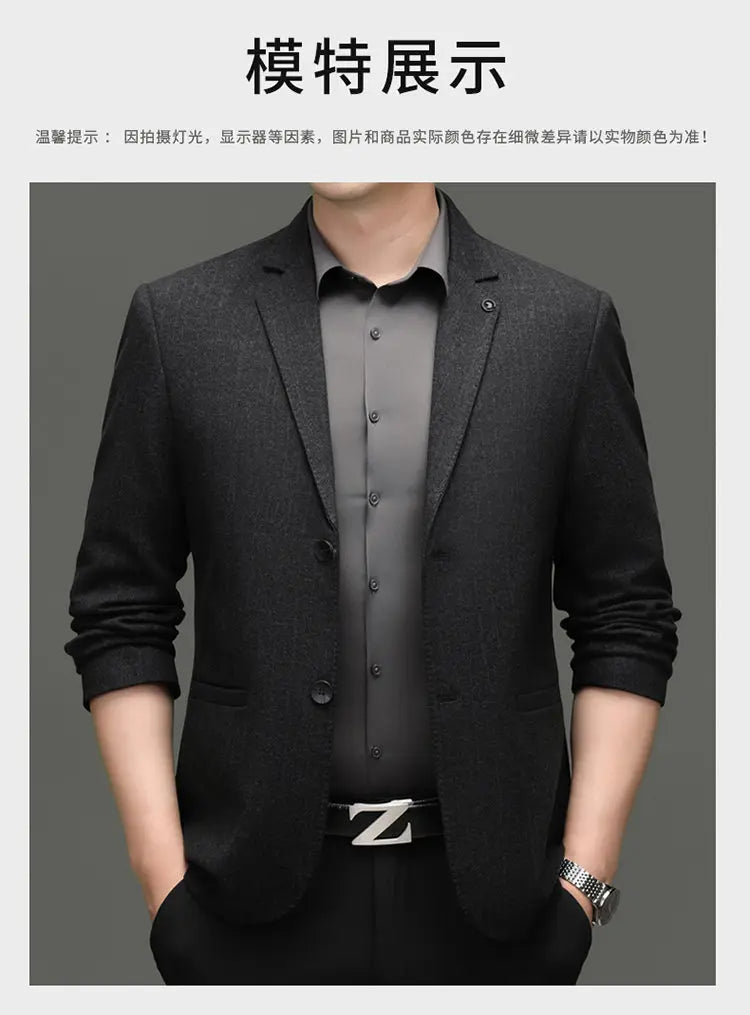 Men's Smart Casual Blazer Single Breasted Dark Pattern Coffee & Grey Spring Autumn
