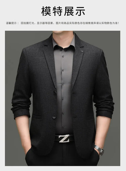 Men's Smart Casual Blazer Single Breasted Dark Pattern Coffee & Grey Spring Autumn