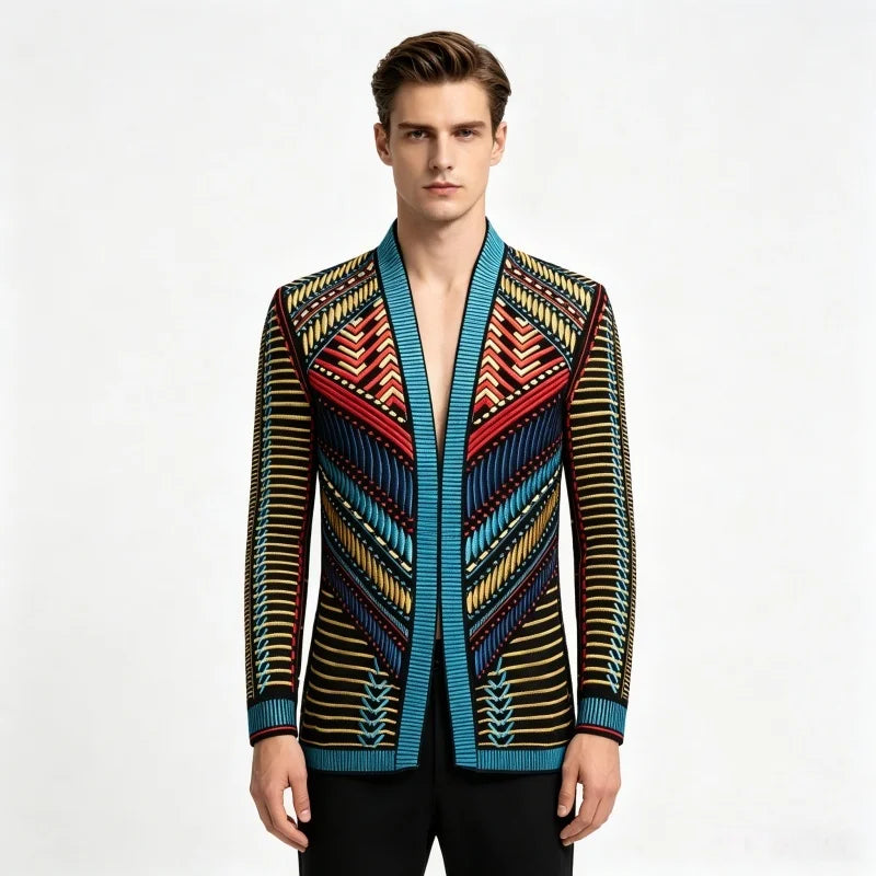 Men's Customized Velvet Embroidered Suit Jacket Wedding Banquet Nightclub Male Singer Concert Performance Stylish Blazer Tuxedo