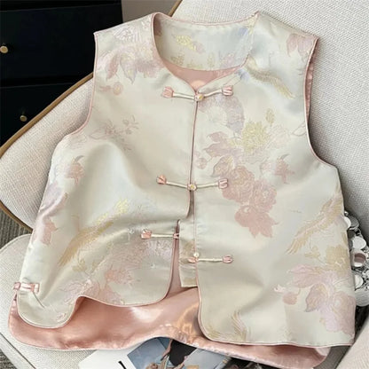 Female High-end Jacquard Waistcoat Coat Spring Autumn Women Leisure Sleeveless Jacket Retro Lady Large Size 4XL Vest Tops