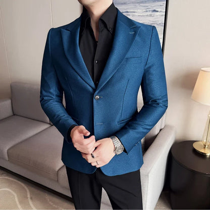 High-end Shiny Business Casual Suit Jacket Men British Style Slim Fit Office Work Men Blazers Wedding Groom Dress Coats 2025