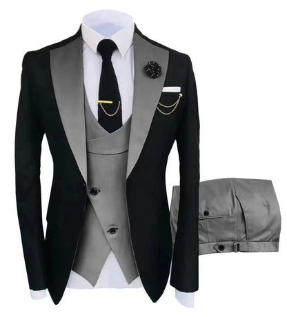 Costume de mariage 3 pièces pour homme – Veste, gilet et pantalon – Coupe ajustée – Tuxedo pour garçons d'honneur, costume pour adultes, pour les fêtes de mariage estivales à la plage