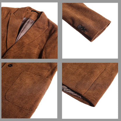 Men's Smart Casual Single Breasted Blazer – Spring Autumn Jacket in Green, Black & Coffee