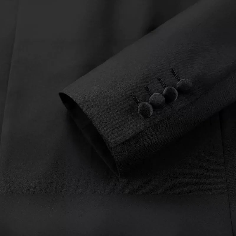 KIDWHXR Men Blazer British Style Solid Color Patchwork Turn Down Collar Male Suit Coat Single-breasted Wedding Man Outerwear