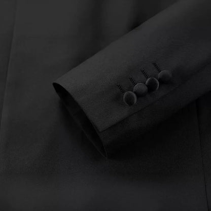 KIDWHXR Men Blazer British Style Solid Color Patchwork Turn Down Collar Male Suit Coat Single-breasted Wedding Man Outerwear