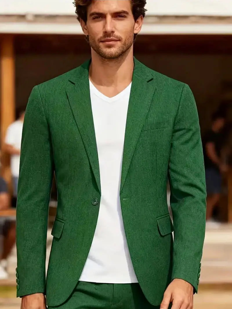 Mens Clothing 2026 Blazers Para Hombres Vintage Cotton Linen Single Button Designer Business Social Jaqueta Masculina Man Suits