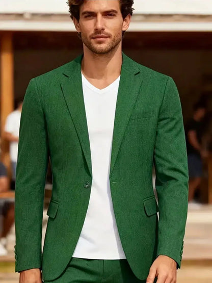 Mens Clothing 2026 Blazers Para Hombres Vintage Cotton Linen Single Button Designer Business Social Jaqueta Masculina Man Suits