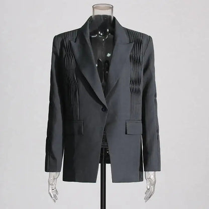 Women Blazer Turn-down Collar Single Button Pleated High-end Elegant Fashion Jacket Office Lady Ins Coat New Spring HK11499