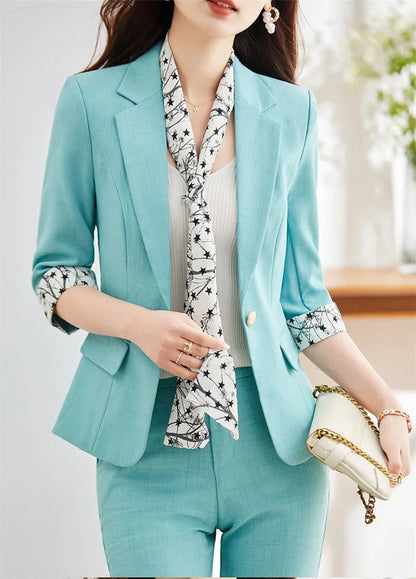 Office Lady Blazer Suits Elegant Women Tied Waist Top and Pant 2 Piece Set Outfit 2025 Trouser Female Business Work Wear