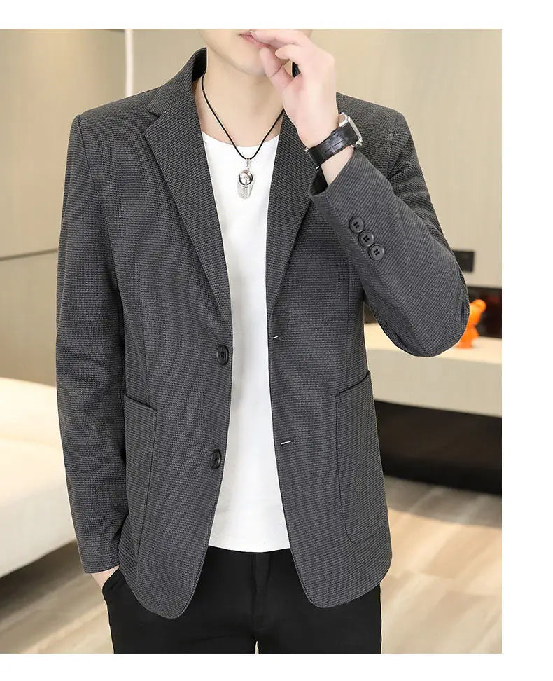 Blazer Men Business Gentleman Leisure Korean Wedding Fashion Trend, Slimming, Versatile, High-end Casual, High-end Woolen Blazer