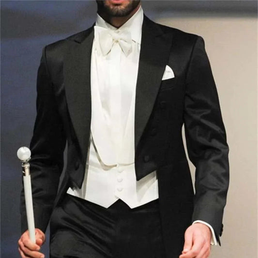 Men's 3-Piece Slim Fit Tailcoat Suit for Wedding and Prom