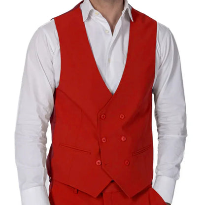 Men Formal Vest Double Breasted Solid Color Waistcoat for Wedding and Business