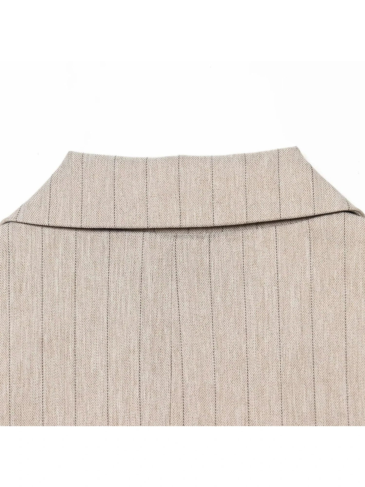 Women Khaki Striped Blazer Jacket Y2k 2000s Vintage Suit Coat Long Sleeve Single Breasted Oversize Outerwear Spring Autumn 2025