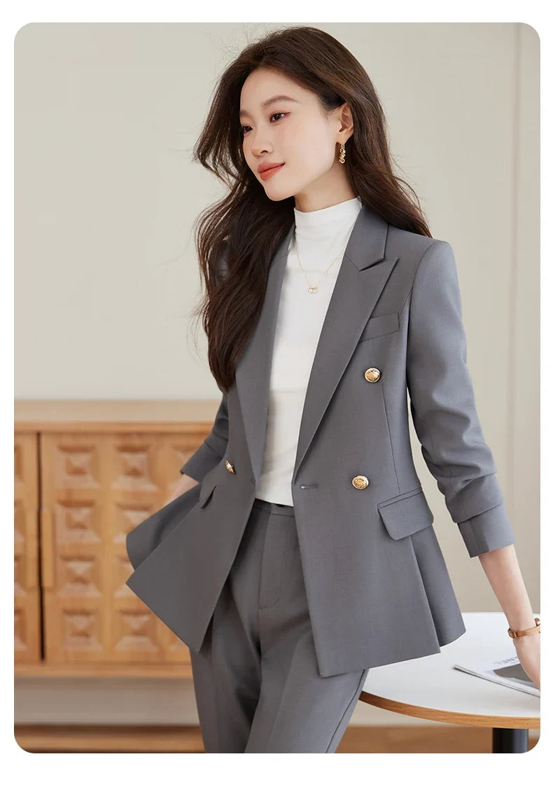 Elegant and fashionable professional women's high-quality two-piece suit jacket + pants. 2025 autumn/winter new styles