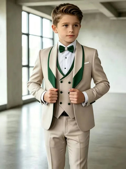 Flower Boys Wedding Tuxedo 3 Pieces Jacket Vest Pants High Quality Kids Slim Fit Suit Set Piano Performance Wear 2-20T