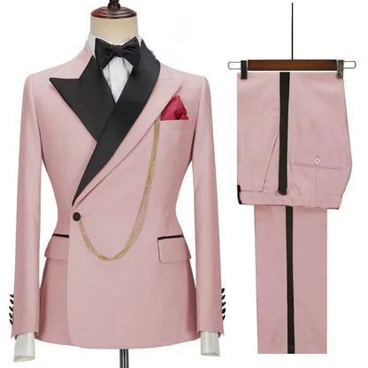 Slim Fit Monochromatic Terno De Trespassado for Men Jacket And Pants Wedding Groomsmen Formal Ternos Dinner Smalking Suit